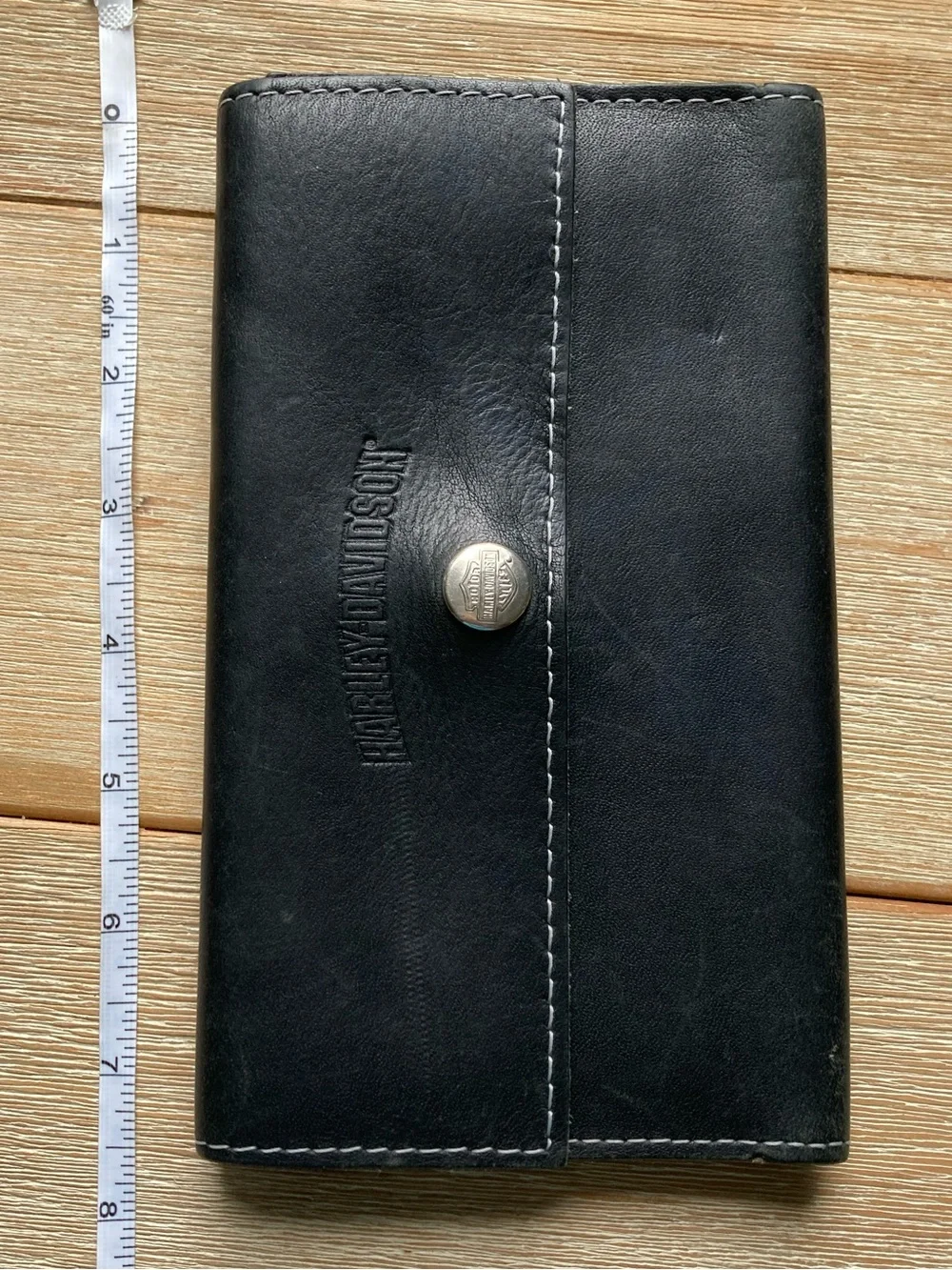 Vintage Y2K Harley-Davidson Leather Clutch Wallet Biker Black